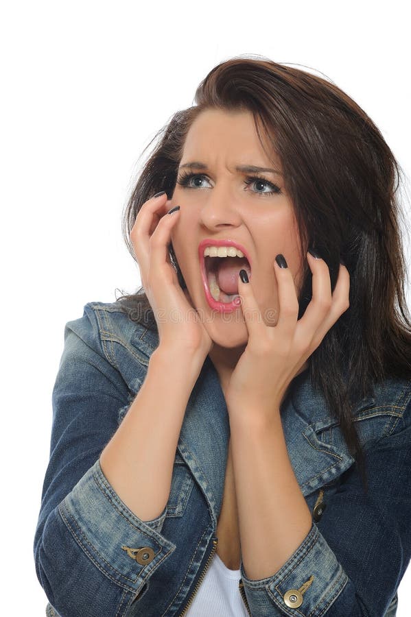 Expressions.Young attractive woman screaming