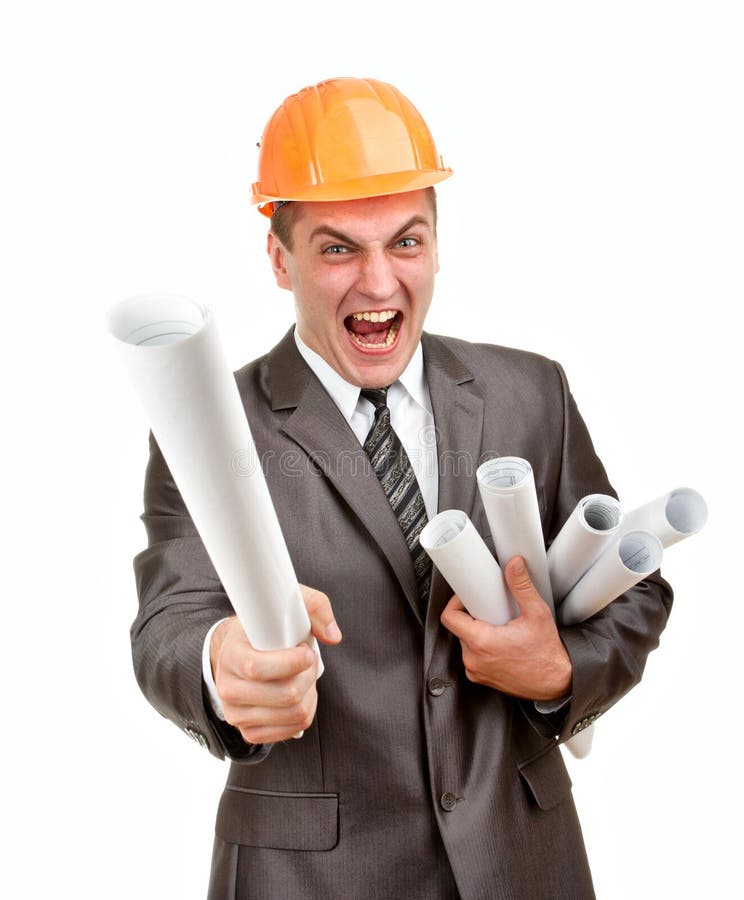 Angry contractor stock image. Image of engineer, equipment 19383457