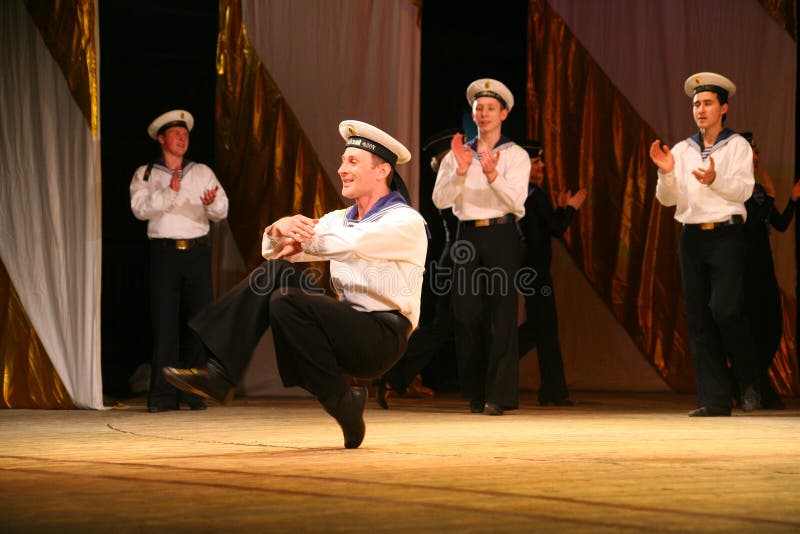 Expressive lively dance of red of revolutionary sailors royalty free stock image Expressive lively dance of red of revolutionary sailors royalty free stock image