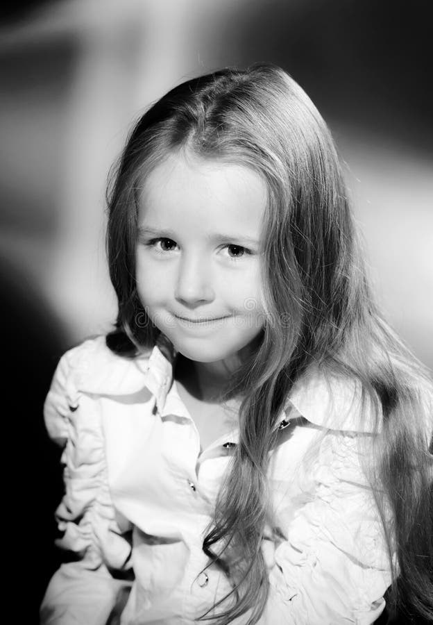 Expressive Preschooler Girl Portrait in Harcourt Vintage Style Stock ...