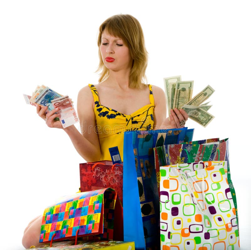 Expressive woman shopping