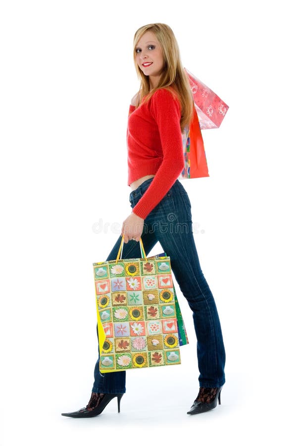 Expressive woman shopping