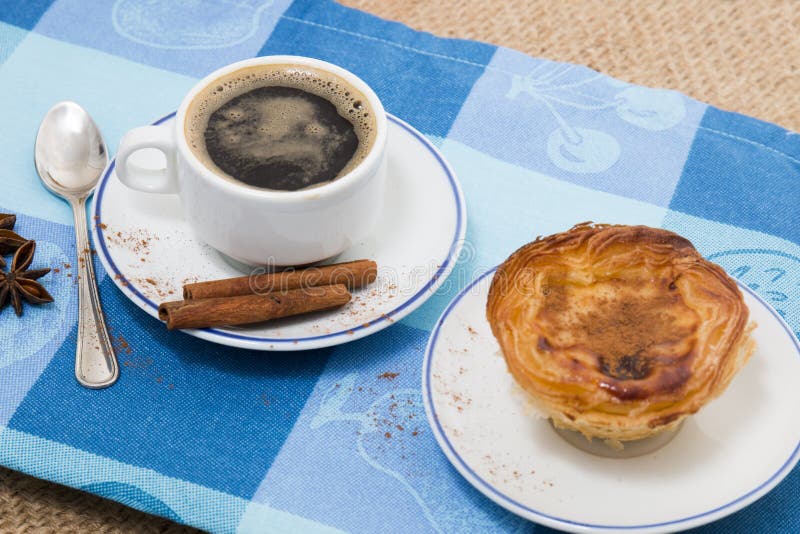 Expresso coffee and egg custard pastry