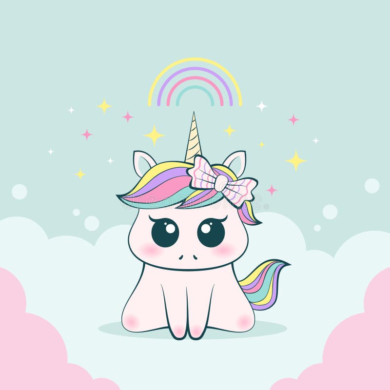 Expressão inocente e adorável do unicórnio bonito do bebê ilustração royalty free Expressão inocente e adorável do unicórnio bonito do bebê ilustração royalty free