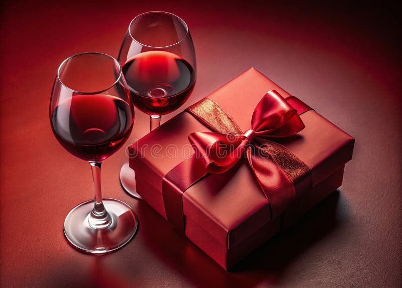 Exprima-ti dragostea in aceasta zi de Valentine cu un cadou de vin luxos set un casetofon minunat vector illustration