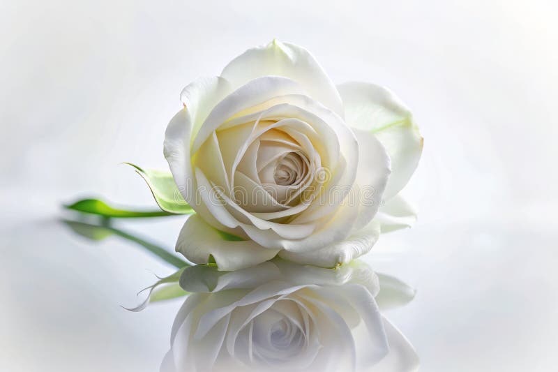 Expunere îndelungată a trandafirului alb rafinat, o imagine florală eterică pentru artă și inspirație de design stock illustration