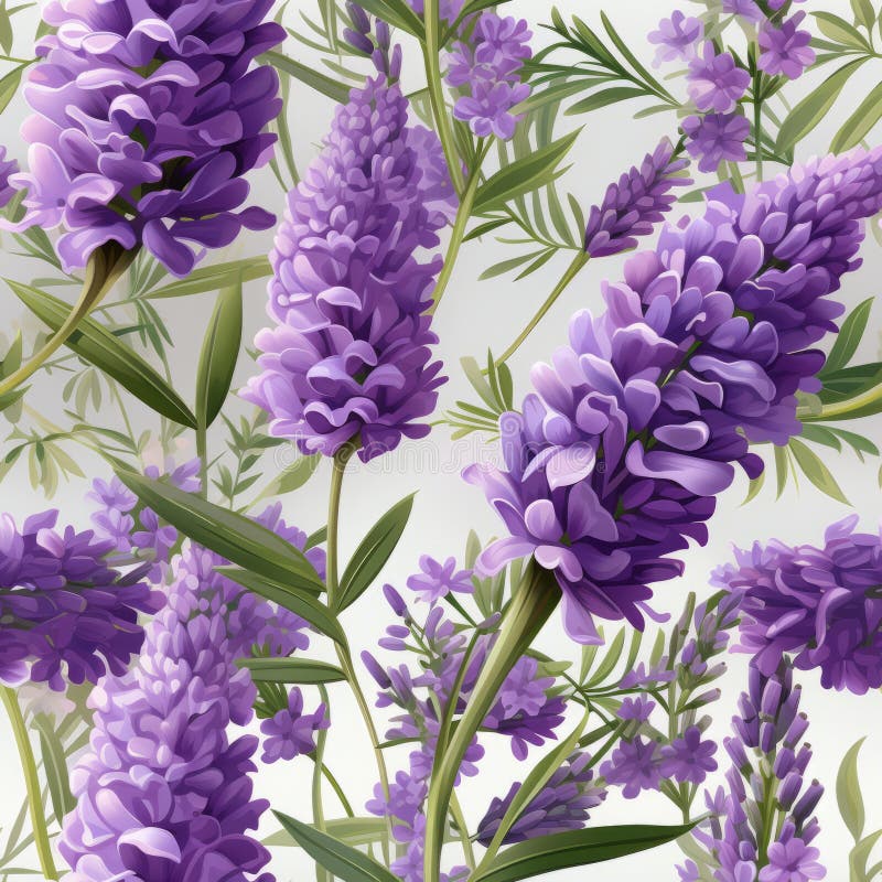 Exquisite and captivating lavender flower blooms seamless pattern with enchanting top view design royalty free illustration