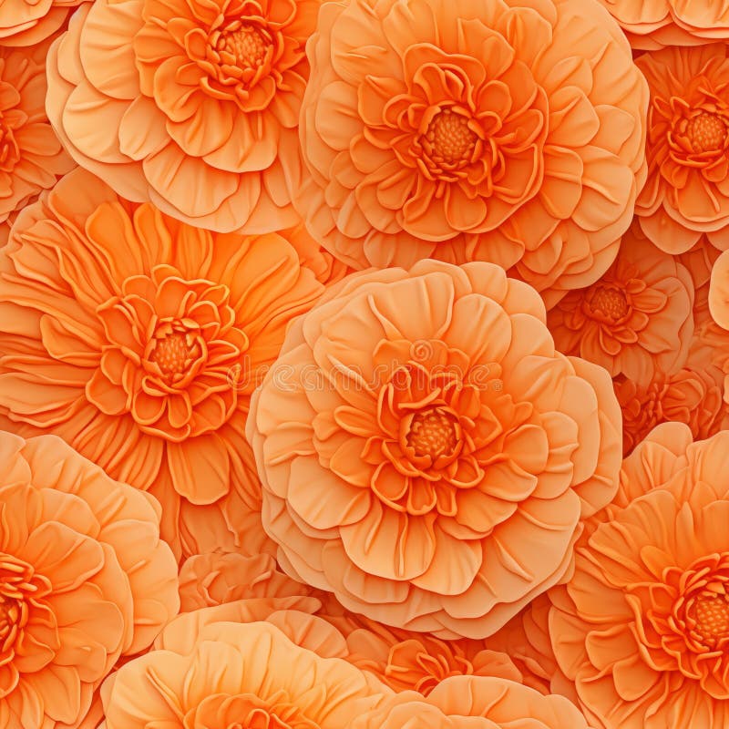 Exquisite and captivating marigold flower blooms top view seamless pattern with vibrant colors stock illustration