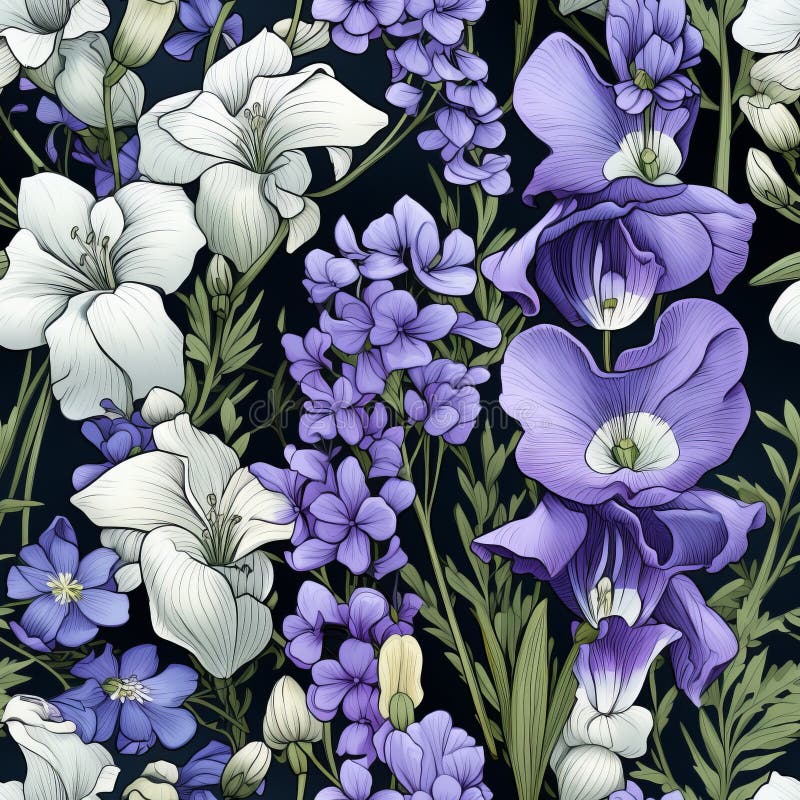 Exquisite and captivating snapdragon flower blooms in a mesmerizing top view seamless pattern vector illustration