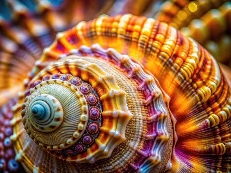 Exquisite Closeup of a Seashell Intricate Patterns and Textures Unveiled in Stunning Detail A High Depth of Field royalty free illustration
