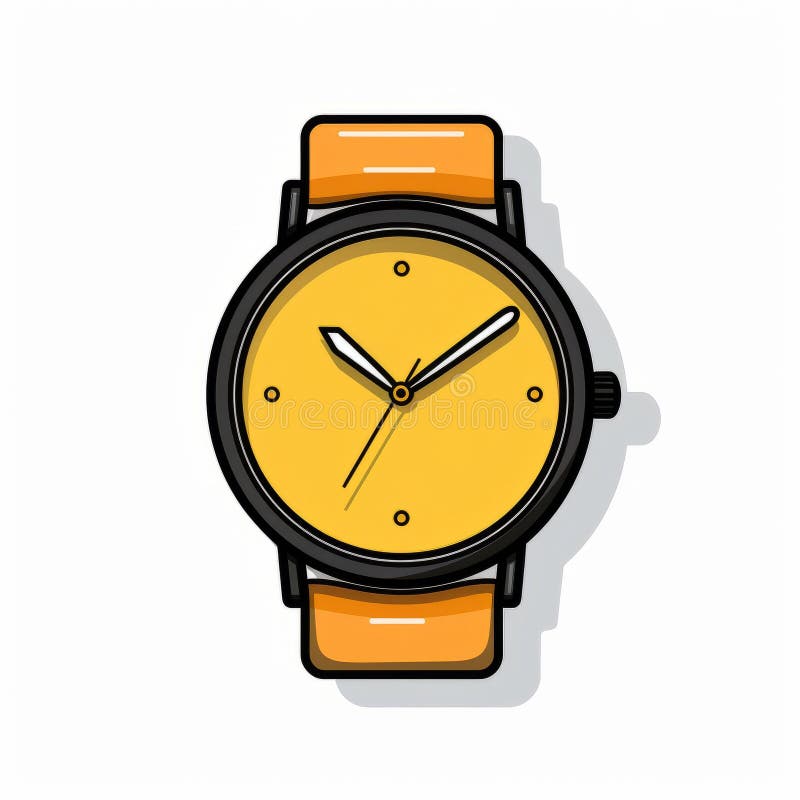 Exquisite Craftsmanship: Orange Watch Vector Illustration with Bold ...