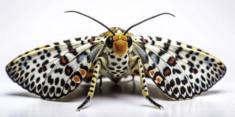 Exquisite Detail of a Giant Leopard Moth A Minimalist Macro Photography Masterpiece Capturing the Intricate Patterns stock illustration