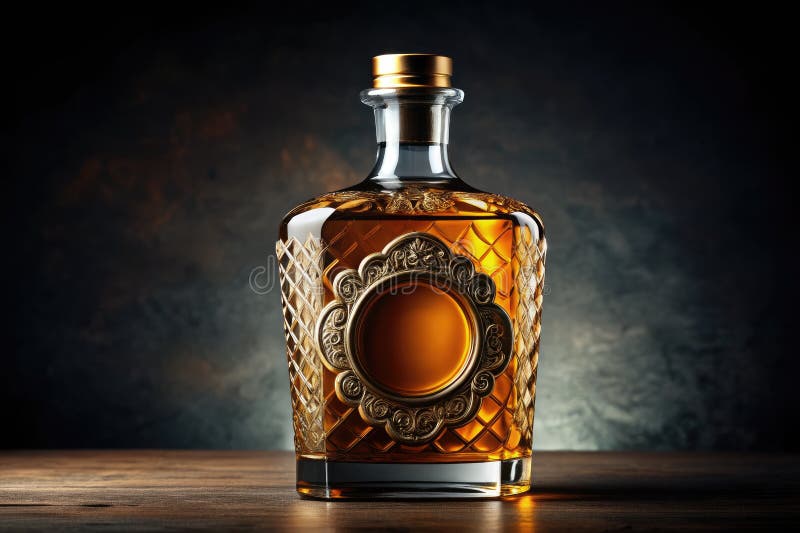 Exquisite Golden Whiskey Bottle with Ornate Label A Symbol of Luxury and Sophistication for the Connoisseur vector illustration