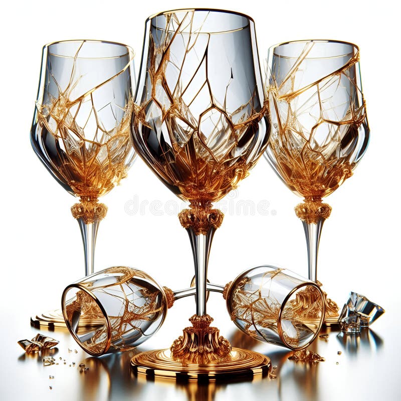 Sticlă de vin rafinat : decorațiuni cu aur și design unic, defect, generativ. royalty free illustration