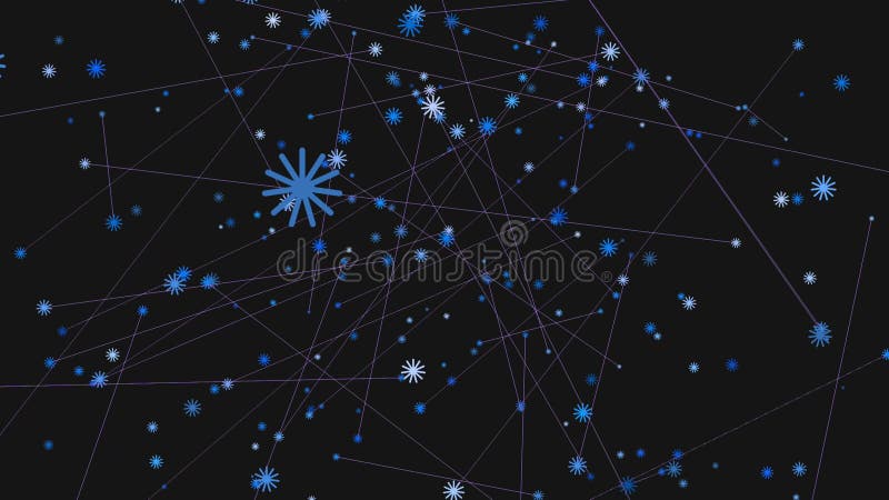Exquisito baile de copos de nieve los patrones etéreos azul y blanco florecen en el lienzo noir stock de ilustración
