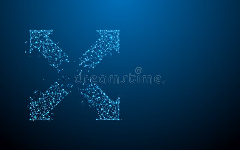 Extend, resize and Cross arrow sign form lines, triangles and particle style design vector illustration