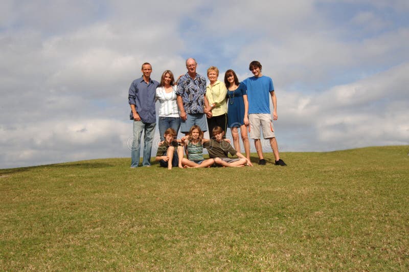 Extended family on hill