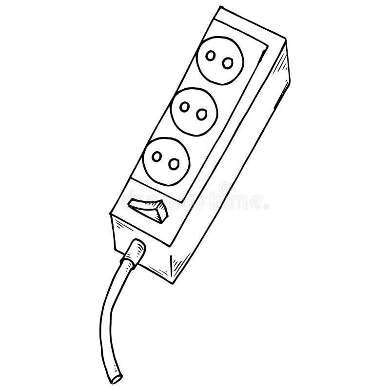 Electrical Extension Cord. Vector of an Electrical Extension Cord Stock  Illustration - Illustration of button, hand: 161118214