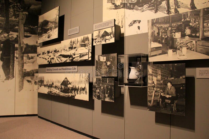 Extensive exhibits inside The State Museum, this one showing timeline of logging in the Adirondacks, Albany, NY, 2017