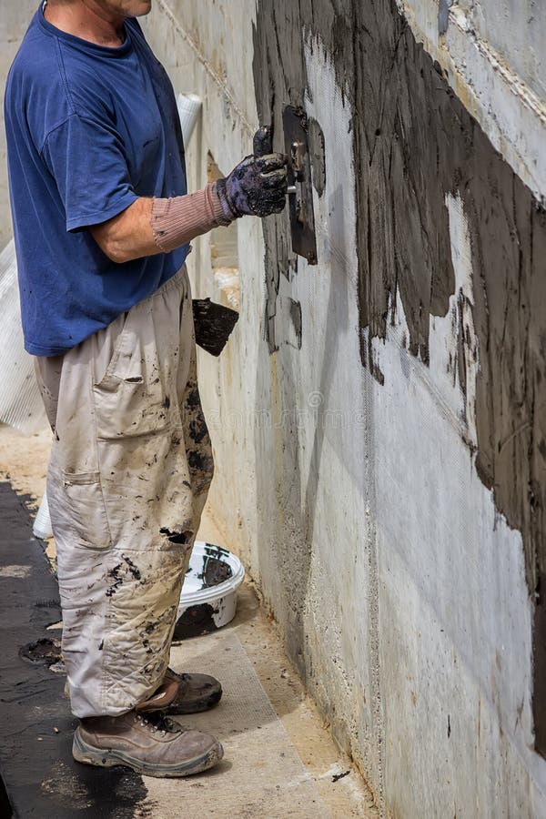 Exterior Basement Wall Waterproofing 3 Stock Image Image of equipment