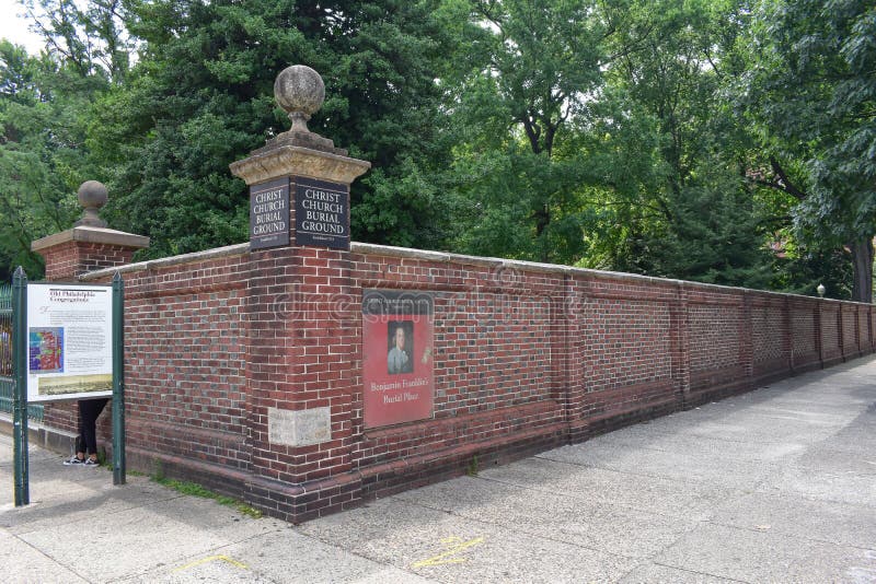 Exterior Brick Wall of the Christ Church Cemetery at Fifth and Arch Streets Where Benjamin Franklin is Buried