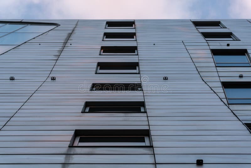Exterior of a building with windows. Facade and feature of a building royalty free stock photo