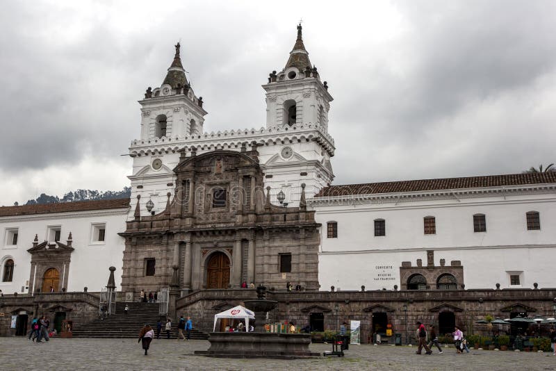 The exterior of the Church and Monastery of St Francis in Quito in Ecuador. stock image The exterior of the Church and Monastery of St Francis in Quito in Ecuador. stock image