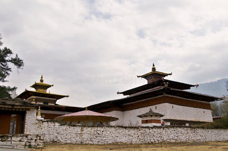 Exterior of Kyichu Lhakhang, a seventh-century Buddhist monastery revered as one of the most important sites of worship in Bhutan