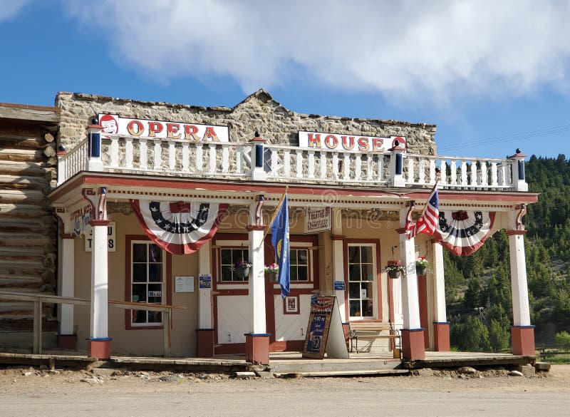 Exterior of the Opera House in Virginia City, Montana Editorial Stock