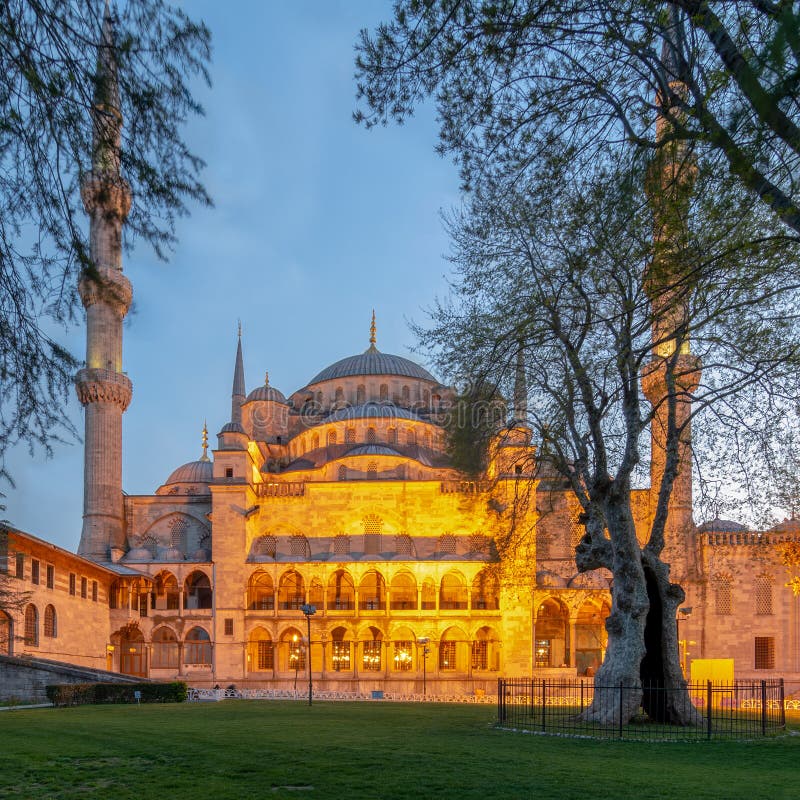Exterior shot of Sultan Ahmed Mosque Blue Mosque after sunset, Istanbul, Turkey royalty free stock images Exterior shot of Sultan Ahmed Mosque Blue Mosque after sunset, Istanbul, Turkey royalty free stock images