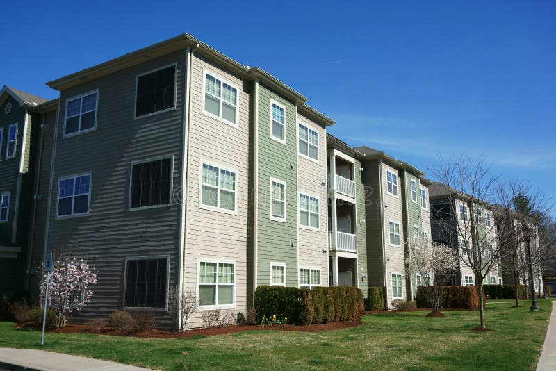 Exterior and surrounding environment affordable apartment building royalty free stock photography