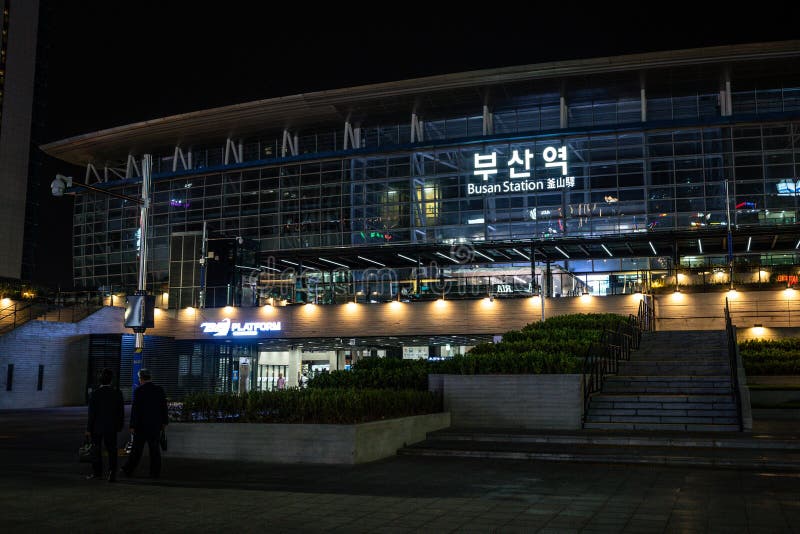 Exterior View of Busan Train Station at Night in Busan South Korea ...