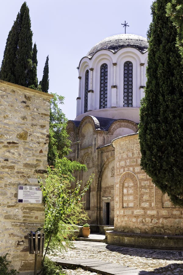 Exterior view of Nea Moni, New Monastery. Chios stock image