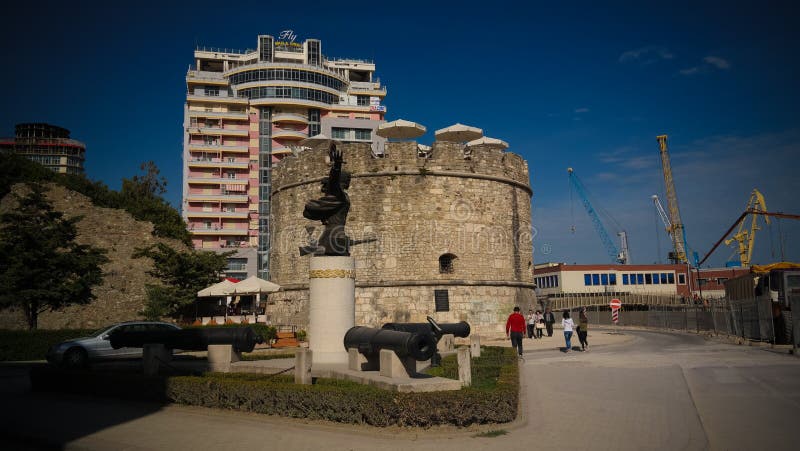 Exterior view to Venetian Tower in Durres , Albania stock image