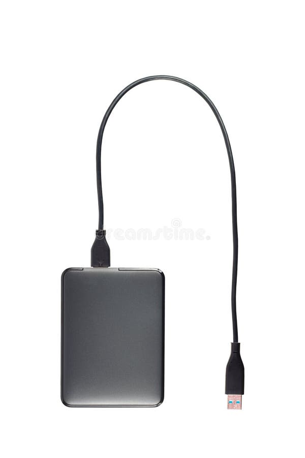 external hard disk with usb cable isolated on white