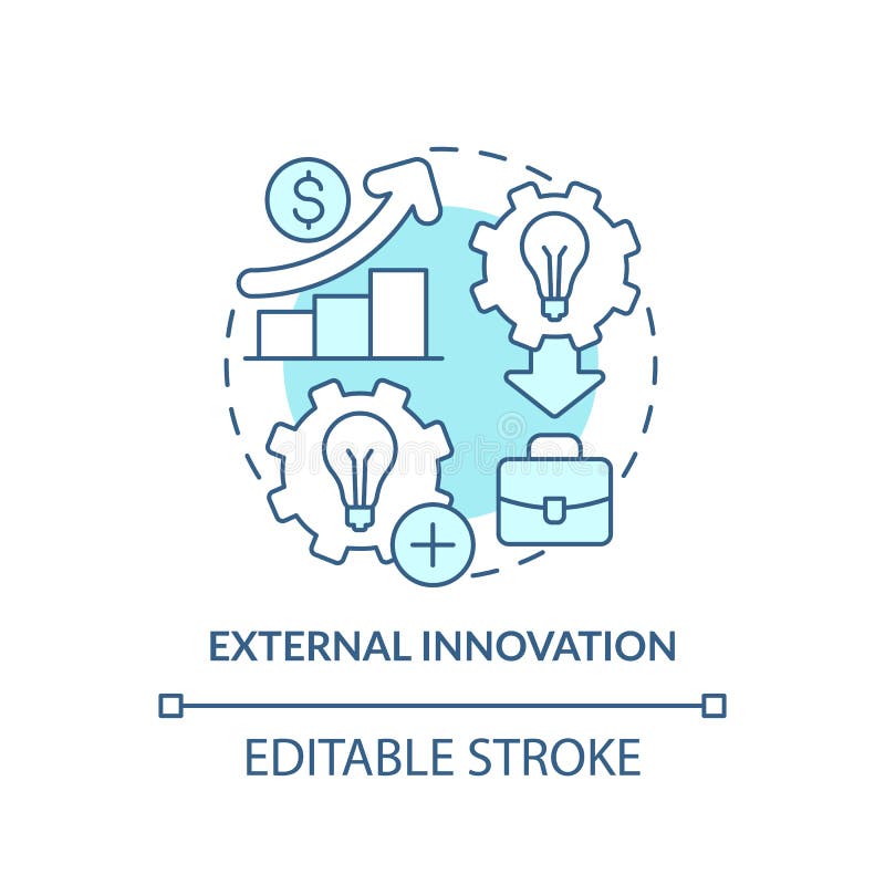 External innovation turquoise concept icon stock illustration