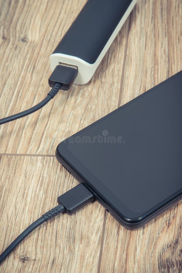 External Powerbank Charging Battery of Smartphone or Mobile Phone Stock Photo Image of black