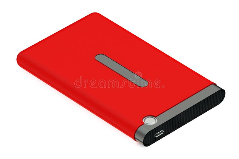 Red External HDD isolated on white background. Red External HDD isolated on white background