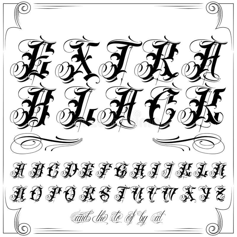Tattoo Lettering Set Stock Illustration - Download Image Now - Calligraphy,  Tattoo, Typescript - iStock