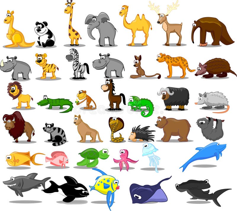 Prossimo il grande un impostato composto da gli animali Compreso, canguro, giraffa, vettore illustrazioni una foto.