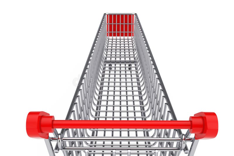 Extra Long and Large Shopping Cart Trolley. 3d Rendering royalty free illustration