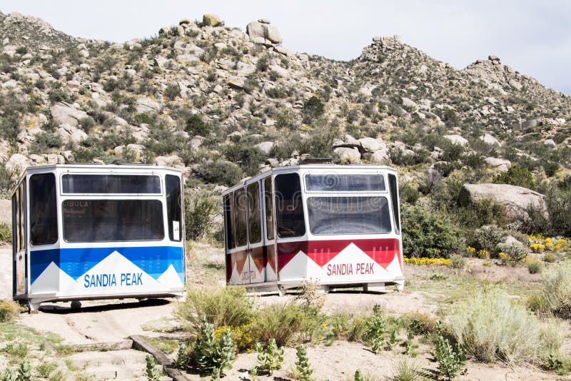 2 Extra Sandia Peak Tram carriers waiting in the wings royalty free stock photos 2 Extra Sandia Peak Tram carriers waiting in the wings royalty free stock photos