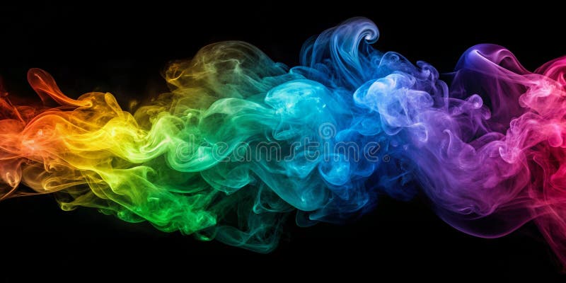 Extract colorat de fum pe fond negru Generativ de AI vector illustration