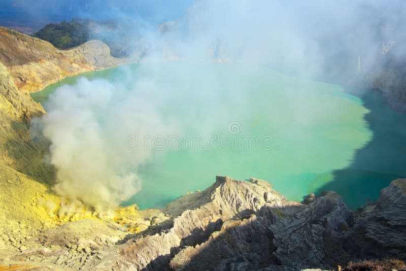 Extracting sulphur inside Kawah Ijen crater stock images Extracting sulphur inside Kawah Ijen crater stock images