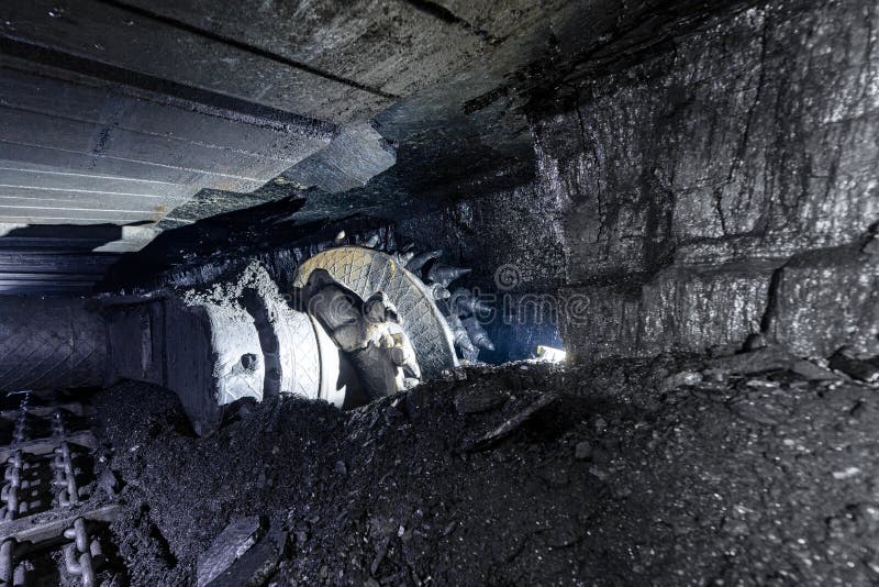 Extraction of Coal by Underground Method. Stock Photo Image of