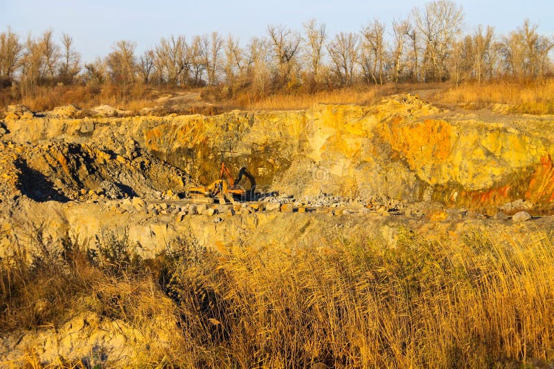 Extraction of Mineral Resources in Granite Quarry Stock Photo Image