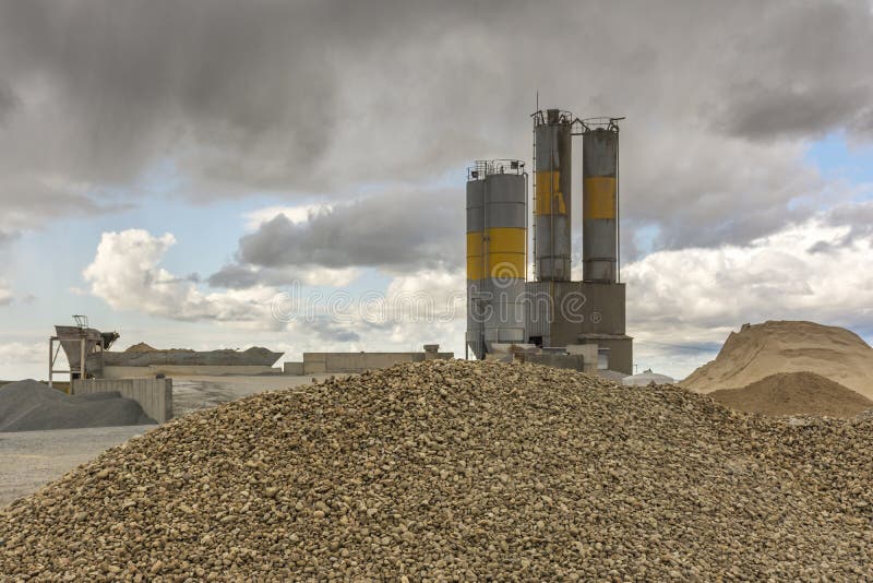 Extraction of Natural Resources, Sand and Stone in a Quarry Stock Photo Image of building