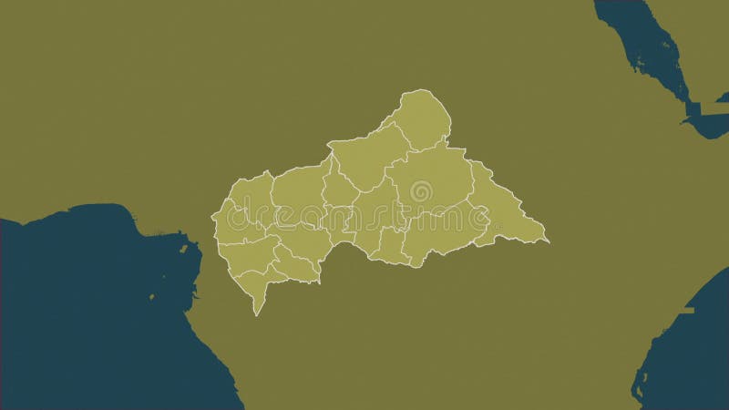Extrait de la carte de la République centrafricaine. Régions. Motif. Étiquettes illustration libre de droits