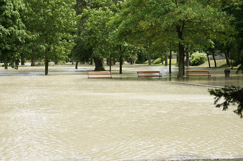 Extraordinary flood, on Danube river in Bratislava, Slovakia