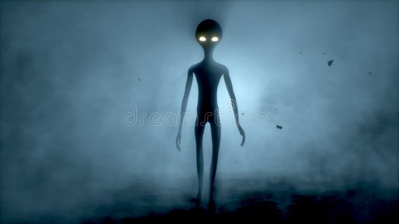 Alien assustador dos desenhos animados no vetor da terra